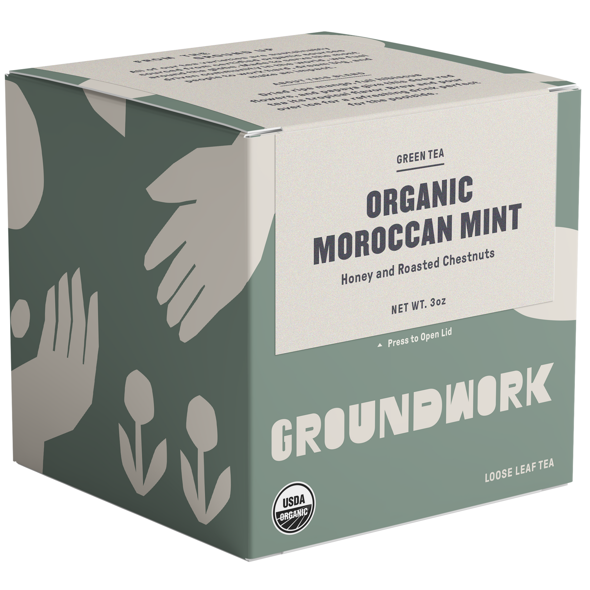 Organic moroccan mint tea with notes of honey and roasted chestnuts